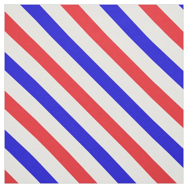 Tissu Barbershop Pole Rouge, Blanc et Bleu rayé (Échantillon)
