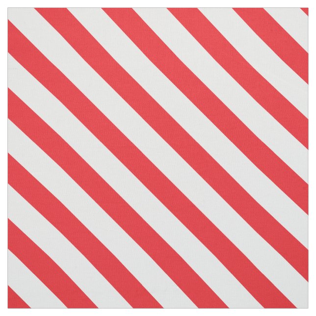 Tissu Barbershop Rouge et blanc Diagonal Stripe (Échantillon)