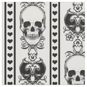 Tissu Baroque Crâne Motif Blanc Et Noir