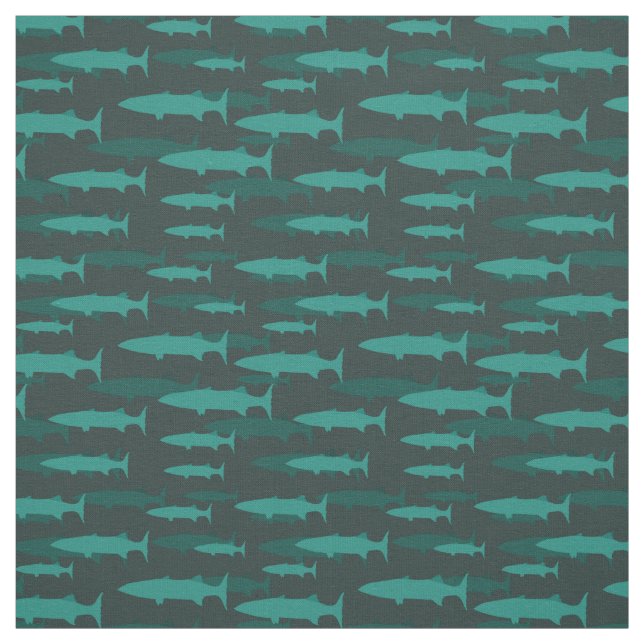 Tissu Barracuda Blue Fish Motif (Échantillon)