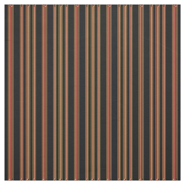 Tissu barré par noir rouge d'impression d'or (Échantillon)
