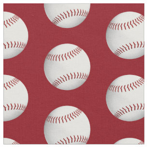 Tissu baseballs softballs motif sur les sports rouges