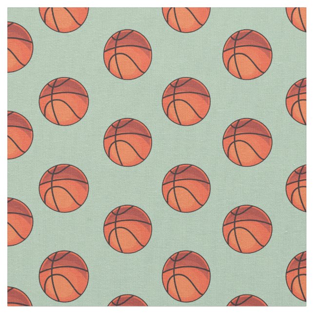 Tissu Basket-ball sur Sage Green (Fermer)