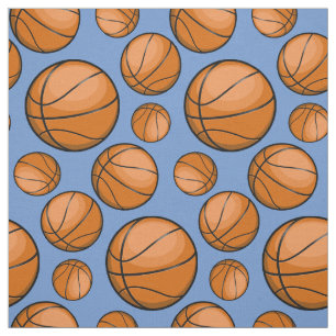 Tissu Basket-balls dispersés bleu-clair