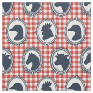 Tissu Basse-cour d'animaux de ferme rustique à carreaux