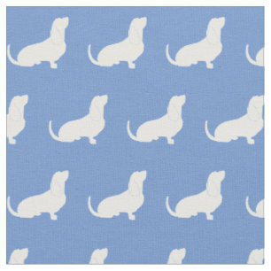 Tissu Basset Hound Chien Silhouette Animal bleu clair