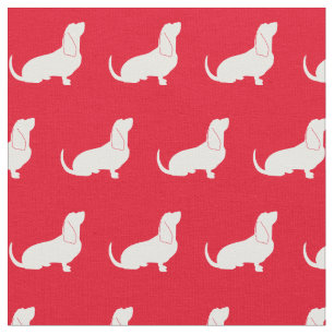 Tissu Basset Hound Chien Silhouette Animal Rouge