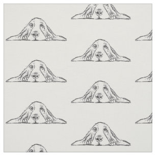 Tissu basset hound noir blanc simple chiot yeux 