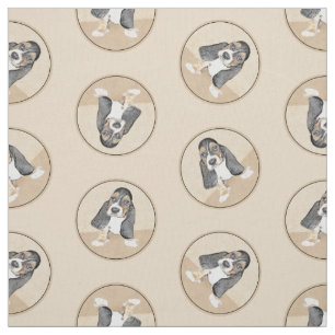 Tissu Basset Hound Peinture de chiot Tri-color Cute Dog 