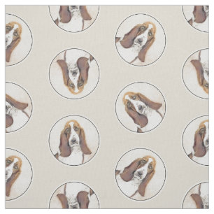 Tissu Basset Hound Peinture Tri Tri-color Cute Dog Art