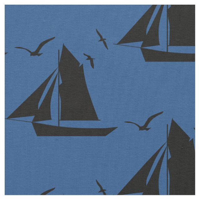 Tissu Bateau à voile Nautical Blue Fabric (Fermer)