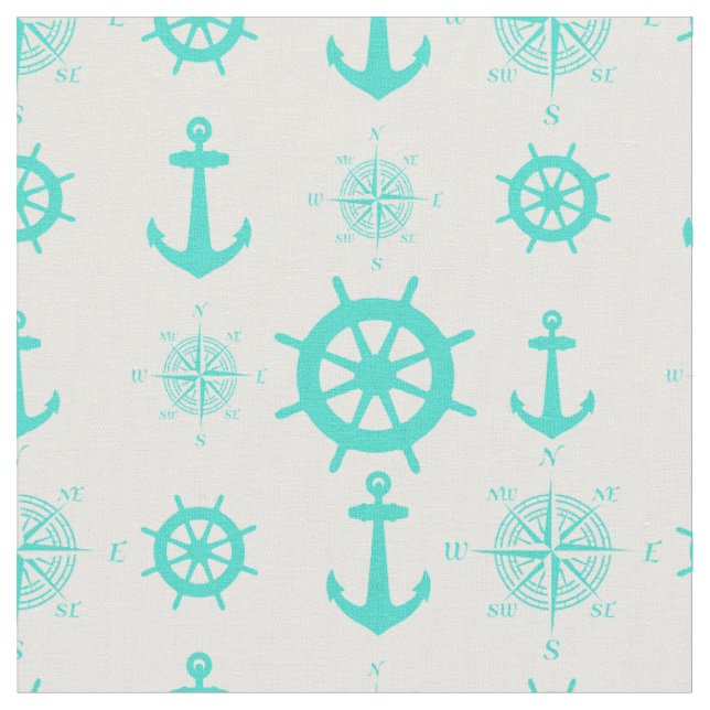 Tissu Bateau côtier bleu turquoise (Fermer)