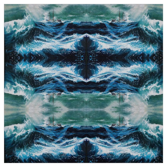 Tissu Bateau dans la mer dans la tempête (Échantillon)