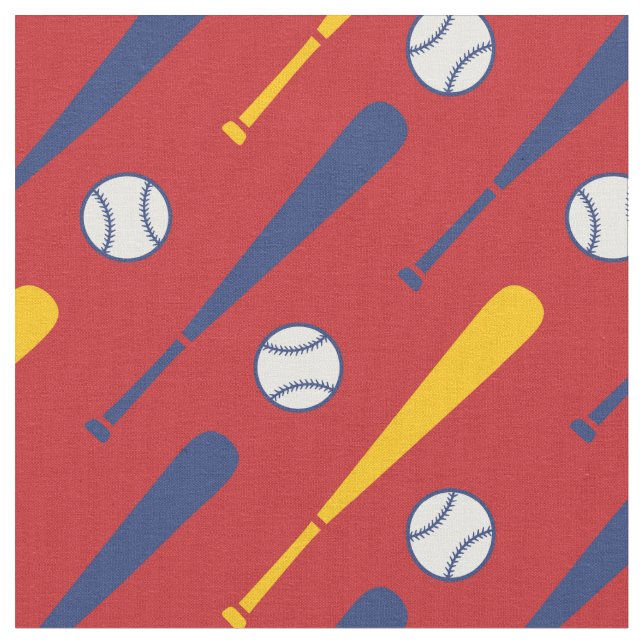 Tissu Bateaux de baseball rouge, jaune et bleu (Fermer)