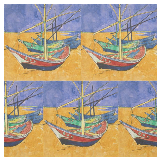Tissu Bateaux de Van Gogh Impressionnisme Plage (Échantillon)