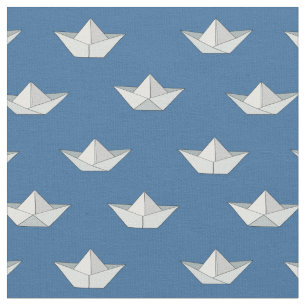 Tissu Bateaux d'origami sur le motif de l'eau