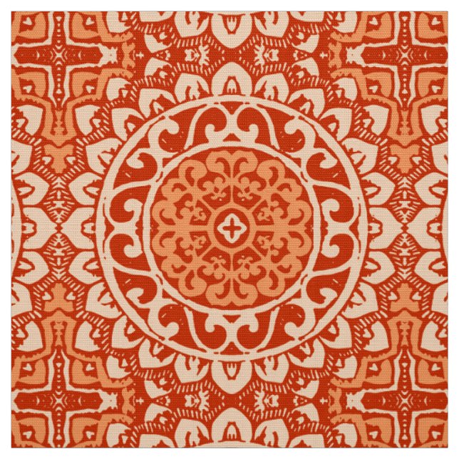Tissu Batik du sud-ouest de mandala de Sun, orange de (Échantillon)