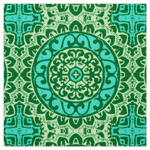 Tissu Batik du sud-ouest de mandala de Sun, vert de