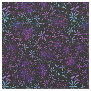 Tissu Batik floral de rétro turquoise pourpre