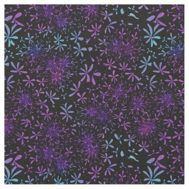 Tissu Batik floral de rétro turquoise pourpre (Fermer)