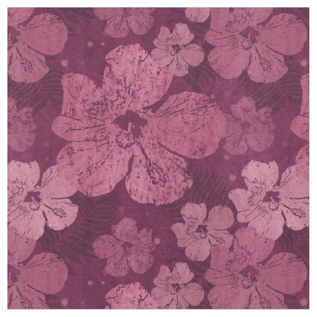Tissu Batik rose de fleurs de ketmie (Fermer)