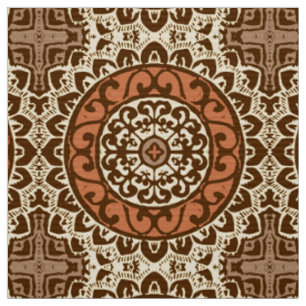 Tissu Batik, rouille et brun du sud-ouest de mandala de