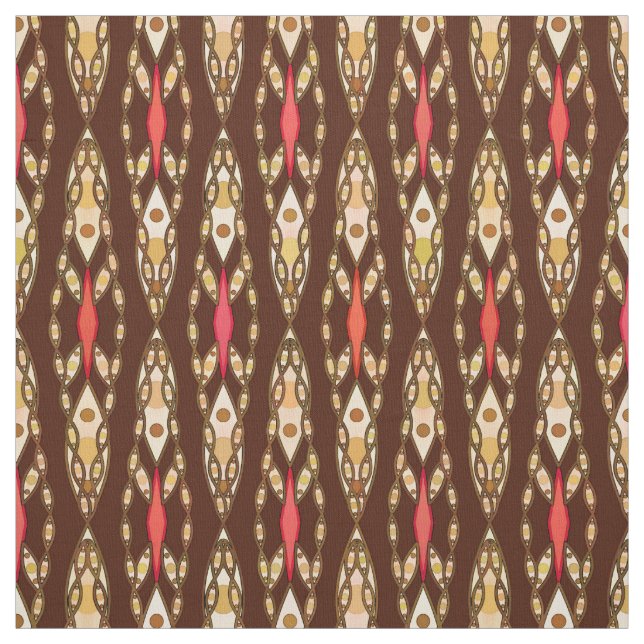 Tissu Batik tribal - brun, Tan et corail (Échantillon)