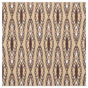 Tissu Batik tribal - Tan, brun foncé et crème