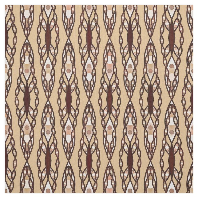 Tissu Batik tribal - Tan, brun foncé et crème (Échantillon)