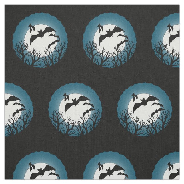 Tissu Bats and Trees Against the Moon (Échantillon)