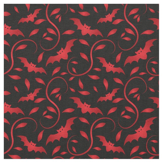 Tissu Battes rouges et motif de feuille (Fermer)