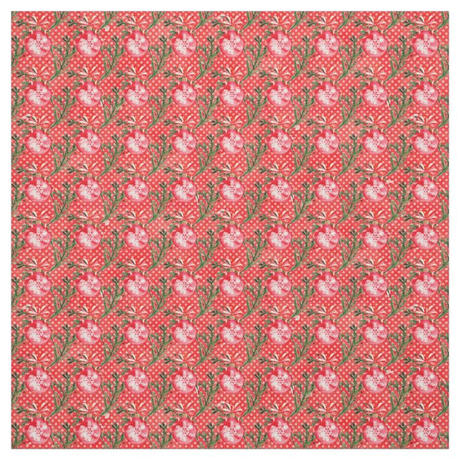 Tissu Baubles de Noël rouges (Échantillon)