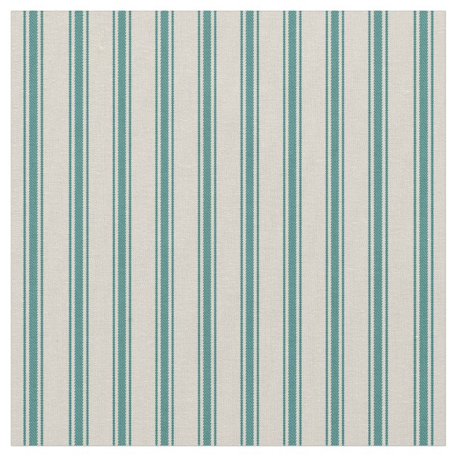 Tissu Bbeige et Turquoise foncé rayures de cartouches (Fermer)