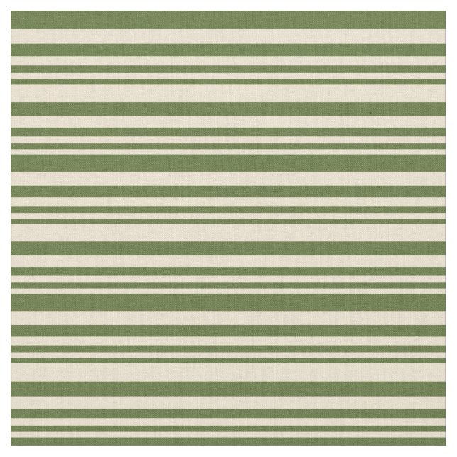 Tissu Bbeige et vert foncé d'olive rayures (Fermer)