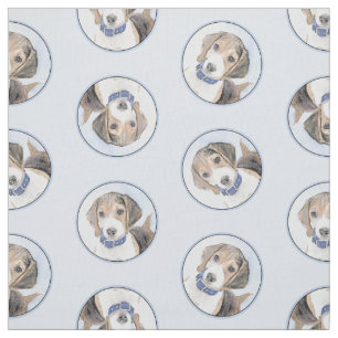 Tissu Beagle Anglais Peinture Tri Tricolor Cute Dog Art