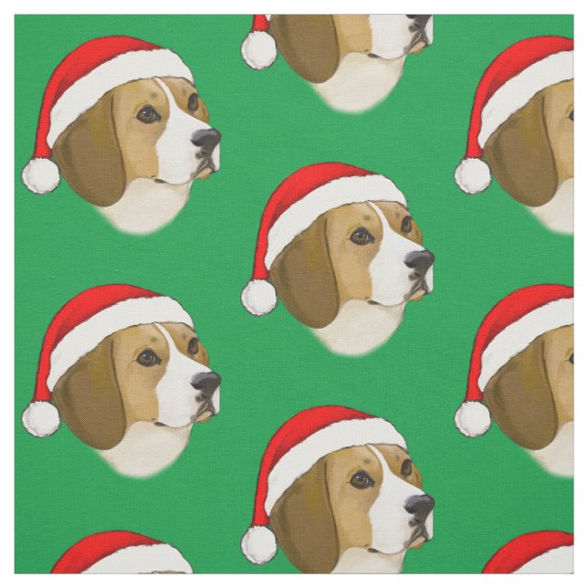 Tissu Beagle dans un Casquette de Noël (Échantillon)