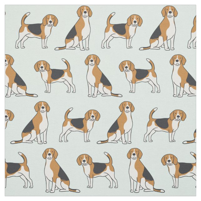 Tissu Beagles sur Aqua Fabric (Échantillon)