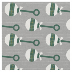 Tissu Bears Green Plaid Baby Rattle sur Grey