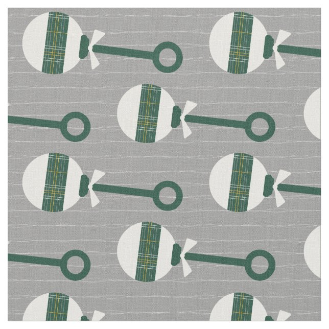 Tissu Bears Green Plaid Baby Rattle sur Grey (Fermer)