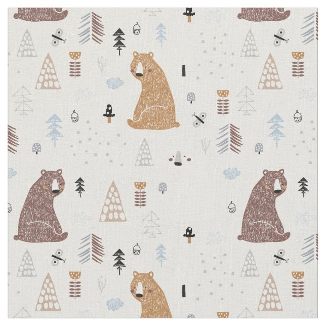 Tissu Bears mignonne dans le Motif Woods (Fermer)
