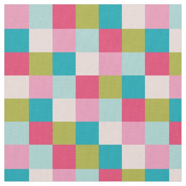 Tissu Beau chèque motif, rose, vert, turquoise (Fermer)