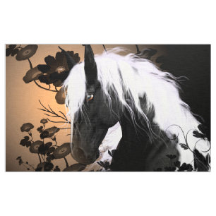 Tissu Beau cheval en noir et blanc