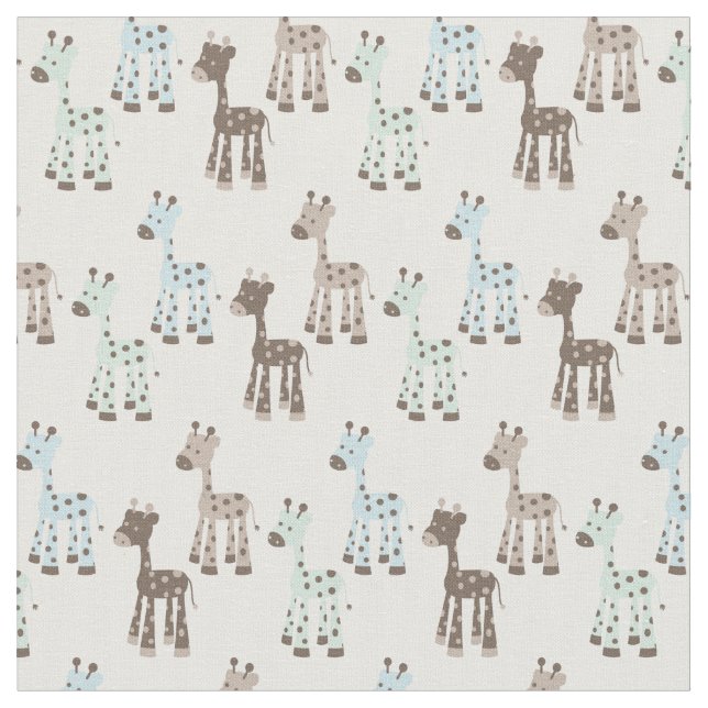 Tissu Beau motif bleu de bébé de girafe (Fermer)