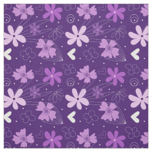 Tissu Beau Motif de fleurs violettes de marguerite