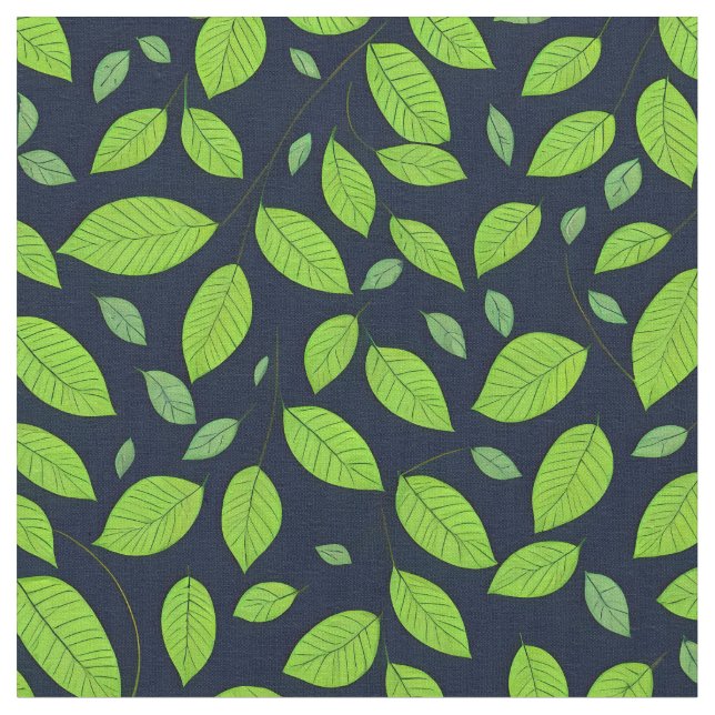 Tissu Beau motif feuille verte (Fermer)