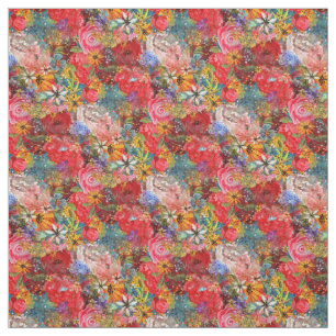 Tissu Beau motif floral Abstrait coloré brillant