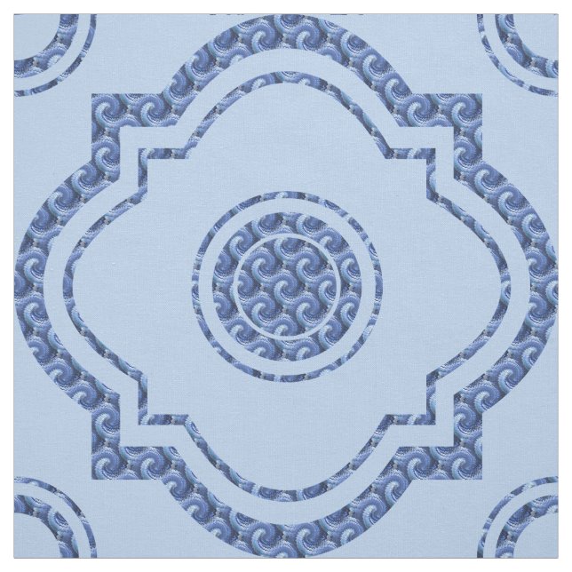 Tissu Beau Quatrefoil Bleu (Échantillon)
