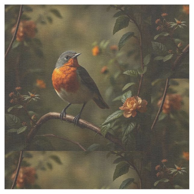Tissu Beau Robin anglais dans un jardin (Fermer)