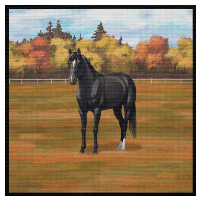 Tissu Beau Stallion Cheval du Quartier Noir (Échantillon)