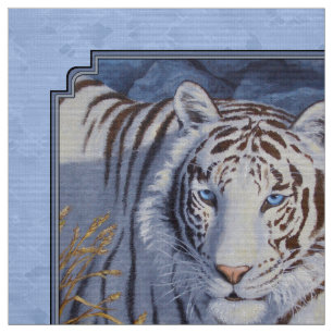 Tissu Beau tigre blanc aux yeux bleu cristal